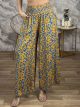 Cotton VintagePrint Pants/Royal Blue&Yellow