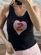 Sleeveless Dogs Cotton Top-7321/Black