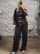 Stripes & White Buttons Set-3792/Chocolat