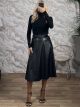 Lil-Leather Midi Belt Skirt-6761/Black