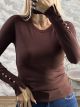 Soft Knitted RoundNeck Top-77632/Chocolat