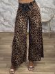 Wide Crep Animal Pants/Leo Dark