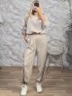 CropTop Striped Set-23550/Beige
