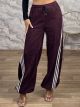 Velour Diagonal Stripe Pants-16016/Burgundy