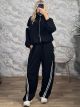 Sar-DoubleStriped Tracksuit Set-25330/Black 