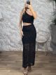 San-OneShoulder Maxi Dress-6391/Black