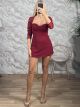 The-LaceSleeves Playsuit-44330/Burgundy