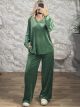 Sar-Velvet Wide Ve Set-24069/Green
