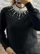 Pearled Neck Knitted Top/Black