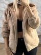 Hooded Bomber Furry Coat-1200/Beige