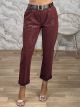 Leopard Leather Belt Pants-2602/Burgundy