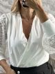 Ton-Lace Sleeves Bodysuit-3454/White
