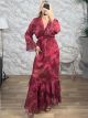 Maxi GoldenThread Ruffle Dress-59561/Burgundy