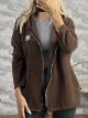 Zipper Cord Cardigan-25759/Chocolat