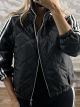 The-Quilted Stripped Jacket-26491/Black