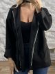 Lnd-Suede Hooded Cardigan-0252/Black
