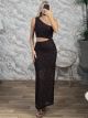 San-OneShoulder Maxi Dress-6391/Chocolat