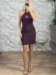 San-JPNS Floral Mini Dress-6494/Burgundy