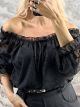 Lok-Floral Textured Top-2586/Black