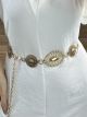 Metallic Belt/Big Flowers-Gold