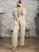 Kimono Strassed Embroidered Cotton Set-200/Ecru