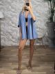 Monochrome Short Kimono/Indigo