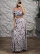 Floral Crop Top & Maxi Skirt Set-3161/Baby Pink