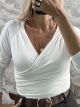 Zoz-Elastic Rip Wrap Top-25404/White