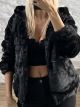 Hooded Bomber Furry Coat-1200/Black
