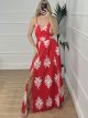 Backless Bow Dress Print/Red