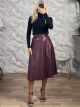 Lil-Leather Midi Belt Skirt-6761/Burgundy