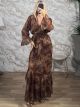 Maxi GoldenThread Ruffle Dress-59561/Chocolat