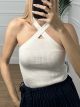 Knitted X Top/White