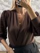 Ton-Lace Sleeves Bodysuit-3454/Chocolat