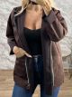 Lnd-Suede Hooded Cardigan-0252/Chocolat