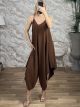 Sleeveless Asymmetrical Jumpsuit-82865/Chocolat