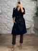 Leopard Leather Trench Coat-6896/Black