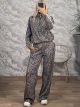 Leopard Stripes Track Top Set-60270/Black