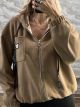 Lok-Soft Fleece Hooded Cardigan-84225/Camel