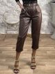 Lok-HighWaist Leather Belt Pants-76277/Chocolat