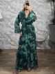 Maxi GoldenThread Ruffle Dress-59561/Green