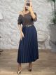 Ste-Pleated Belt Skirt-2815/Navy Blue