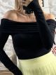 Open Shoulders Elastic Bodysuit/Black