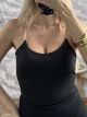 Clear Straps Elastic Bodysuit/Black