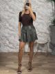 Alfa-Leather Pleated Skort-51034/Khaki