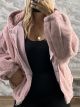 Lok-Eco Furry Bomber Coat-2888/Pink
