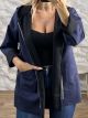 Lnd-Suede Hooded Cardigan-0252/Navy Blue