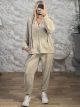 Lok-Cords Velvet Tracksuit Set-83139/Beige
