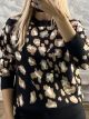 Sar-Animal Print Sweater-263/Black