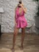 Polymorphic Satin Playsuit/Fuchsia